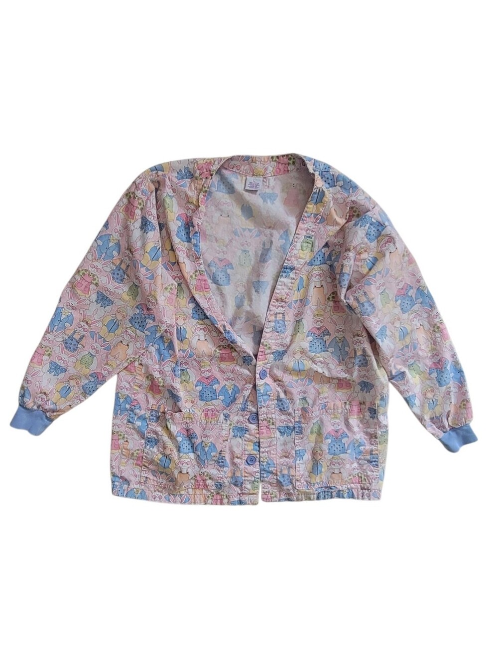 S.C.R.U.B.S. Vintage Bunny Theme Long Sleeve Uniform Top Large